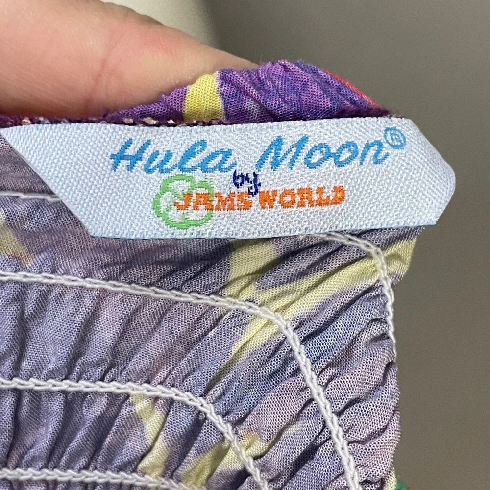 Hula Moon by Jams World Strapless Mini Dress Hawaiian Floral Smocked Medium